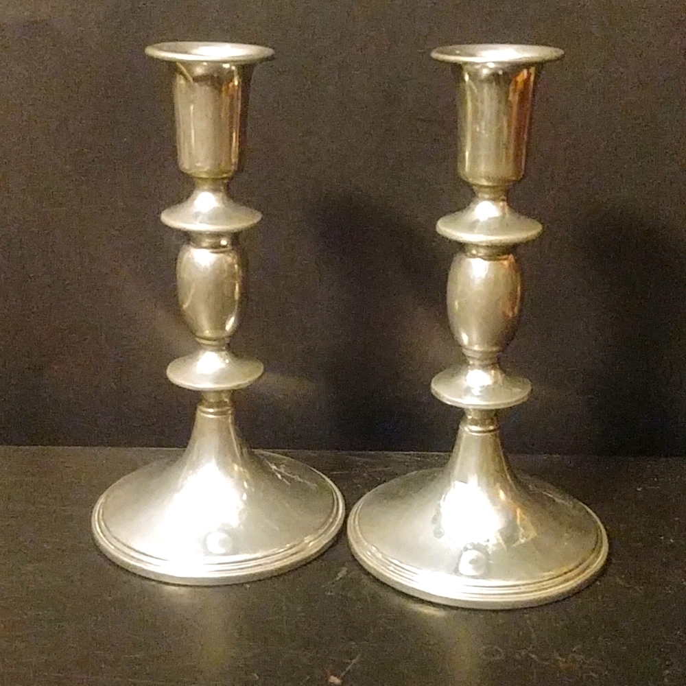 2 Empire Silver Weighted Pewter Candle Holders